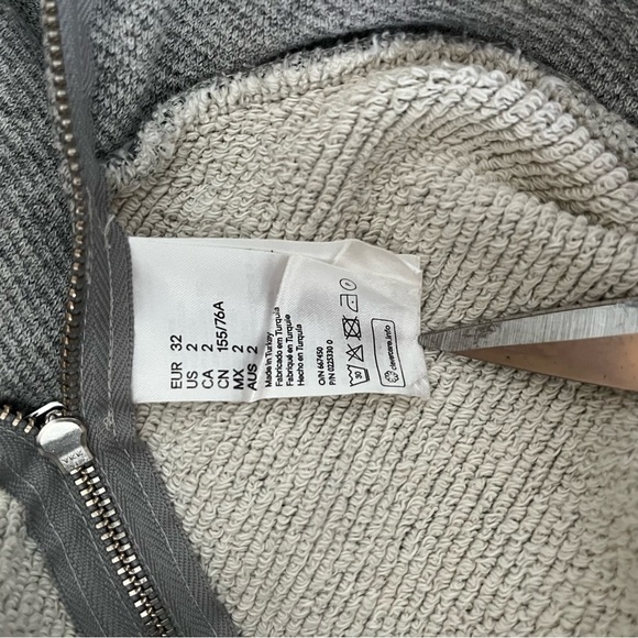 H&M sz 2 Studio Gray Loopback Fleece Sweatshirt Zipper Detail AW 2014 - Picture 11 of 12